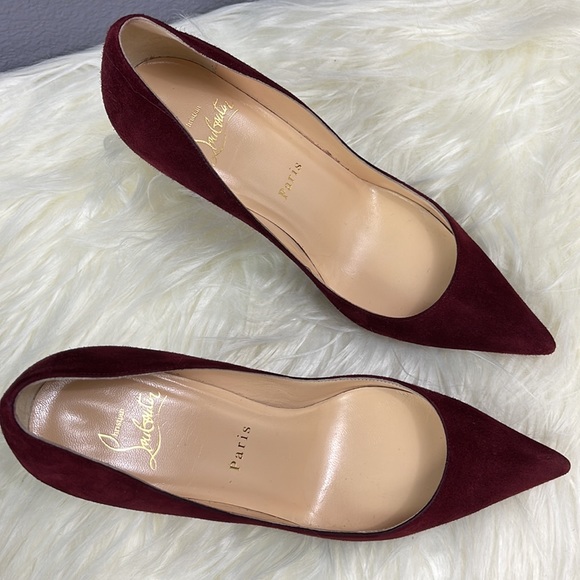 Christian Louboutin suede pump size 35.5 bordeaux red - Picture 11 of 11
